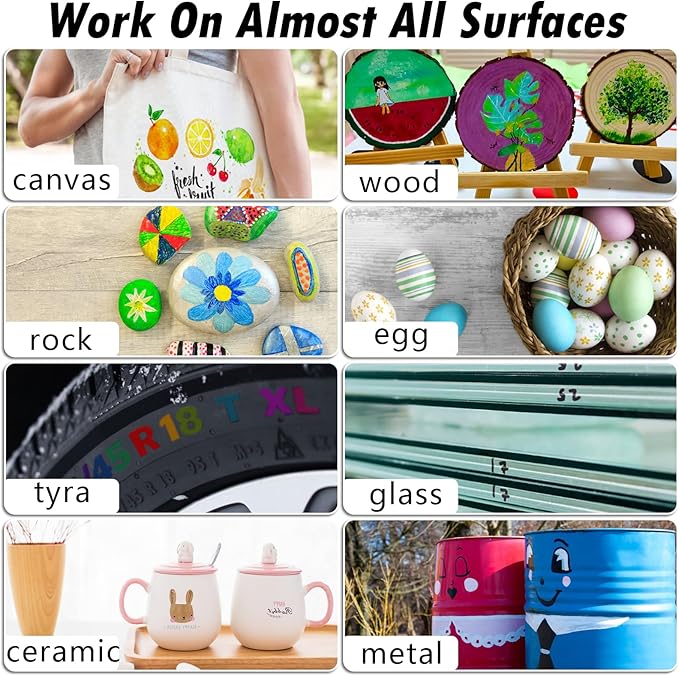 Green Paint Markers, 12 Pack Oil-Based Waterproof Quick Dry Permanent Paint Pen Set for Rocks Painting, Wood, Fabric, Plastic, Canvas, Glass, Mugs, Metal, Tire, Stone, DIY Craft