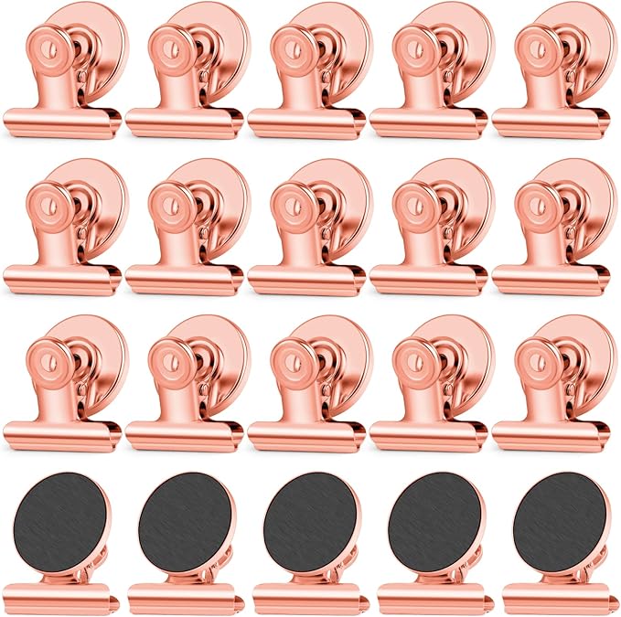 20 Pack Refrigerator Magnets Fridge Magnets, Rose Gold Magnetic Clips Whiteboard Magnets, Magnet Clips Heavy Duty for Photo Displays, Home, Office, Classroom