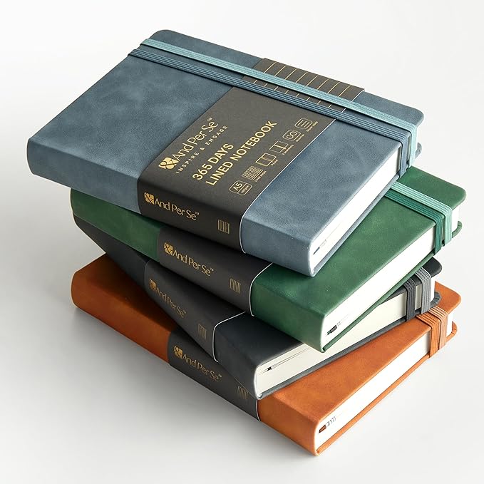 &And Per Se Lined Journal Notebook, 365 Pages, A5, 5.7'' x 8'' 100GSM Thick Paper, Journals for Writing, Hardcover Notebooks for Women Men (Brown)