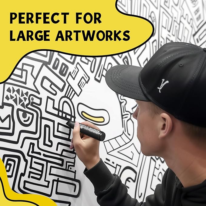 3 Jumbo Permanent Markers White, 15mm Thick Wide Tip, Large Acrylic Paint Markers for Rock Painting, Poster, Stone, Ceramic, Glass, Wood, Canvas