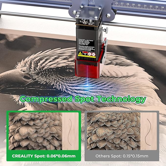Creality Falcon 5W Laser Engraver Machine, 72w High Precision 0.06mm Laser Cutter and Engraving Machine for Wood Metal Leather Acrylic Glass, 10000mm/min, Offline Usage, CNC Laser Engraver