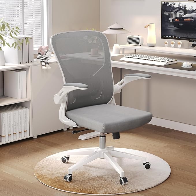 Ergonomic Office Chair, High-Back Mesh Computer Desk Chair with Adjustable Height, Lumbar Support, Flip-Up Armrests,headrest，and Swivel Rolling Design for Home and Office Use