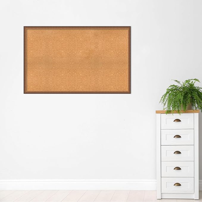Amanti Art Natural Cork Board for Wall, 34x54 Vision Board with Bronze Frame, Oversize Corkboard Office Decor for Home Organization, Modern Corkboard Pinboard to Display Items for Home Organization