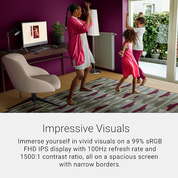 Dell 27 All-in-One Desktop ec27250-27-inch FHD (1920 x 1080) Display, Intel Core 5 Processor 120U, Intel Graphics, 16GB DDR5 RAM, 512GB SSD, Windows 11 Home, Onsite Service - White