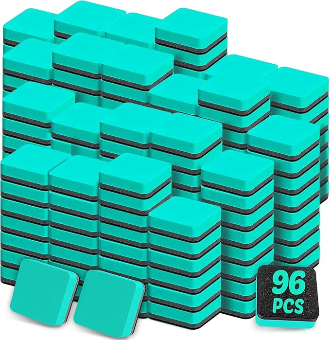 96 Pack Cube Dry Erase Erasers, Mini Magnetic Whiteboard Dry Erasers Chalkboard Cleaner Wiper for Classroom, School, Home, and Office Supplies