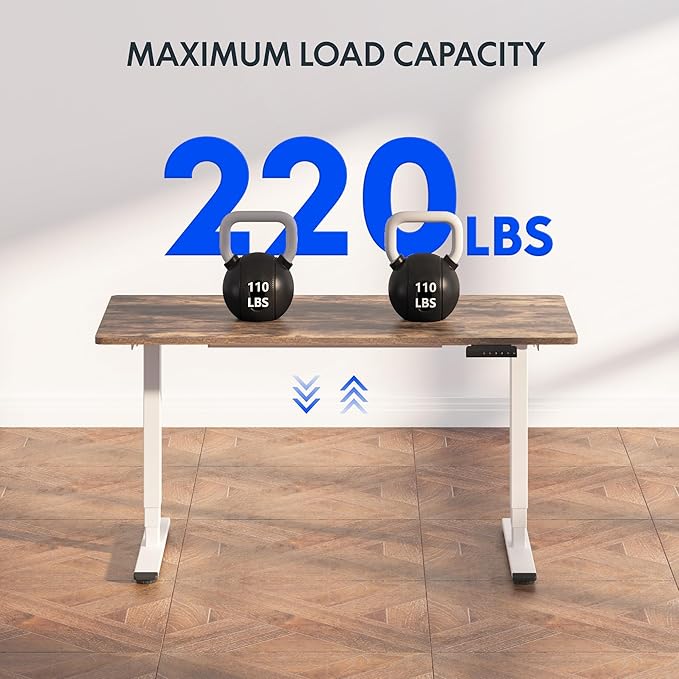 FLEXISPOT E6 Essential 3 Stages Dual Motor Electric Standing Desk 48x30 Inch Whole-Piece Board Height Adjustable Electric Sit Stand Desk(White Frame + Special Walnut Desktop, 2 Packages)