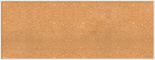 Amanti Art Natural Cork Board for Wall, 21x53 Vision Board with White Frame, Oversize Corkboard Office Decor for Home Organization, Modern Corkboard Pinboard to Display Items for Home Organization in