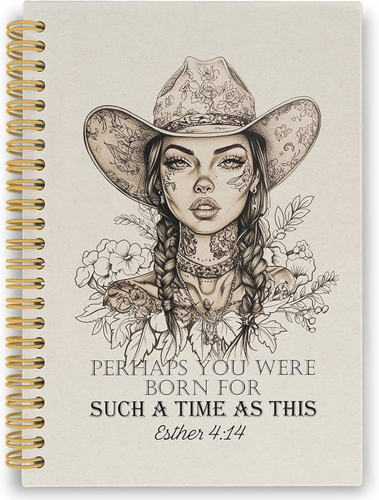 Christian Western Spiral Notebook, Western Cowgirl Bible Journaling Notebooks for Note Taking, Religious Scripture Hardcover Journals for Women 160 Pages 5.5x8.3 Inch, Gifts for Teen Girls