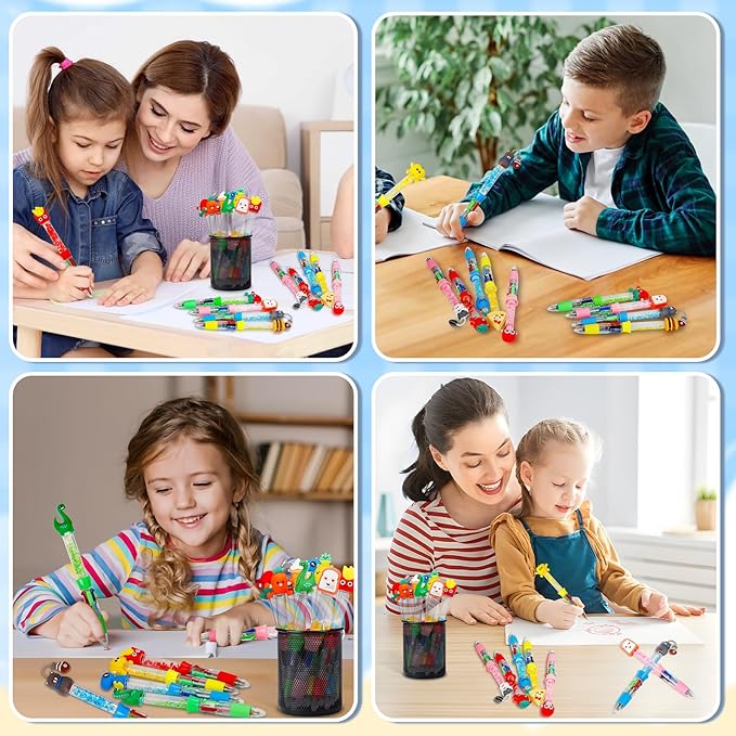 20Pcs Multicolor Pens in One 4-in-1 Cute Pens Bulk for Kids, Ballpoint Pen for Birthdays and Children's Parties, Fun Gifts Assorted Ink Kawaii Pen