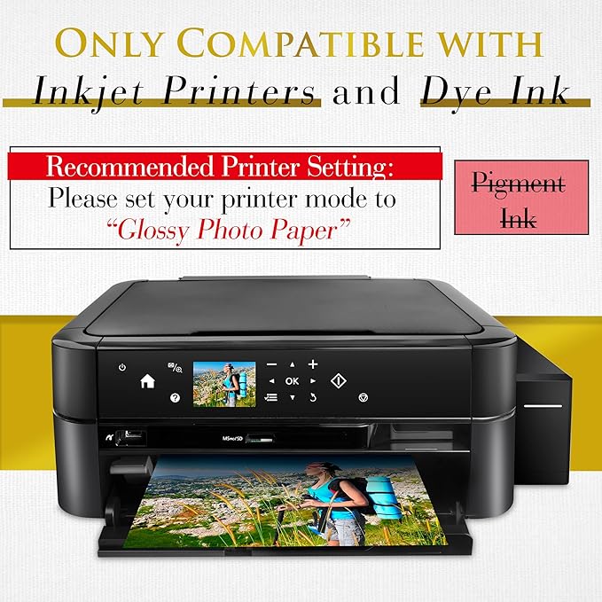 A-SUB Inkjet Glossy Photo Paper 11X17 Inches 48lb 180gsm Professional Glossy Photographic Paper for Inkjet Printers Dye Ink 100 Sheets