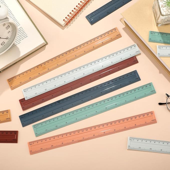 240 Pcs 12 Inch Plastic Rulers Bulk, Back to School Supplies, Assorted Colored Flexible Metric Rulers with Centimeters and Inches Measuring Tool for School Classroom Students(Boho)