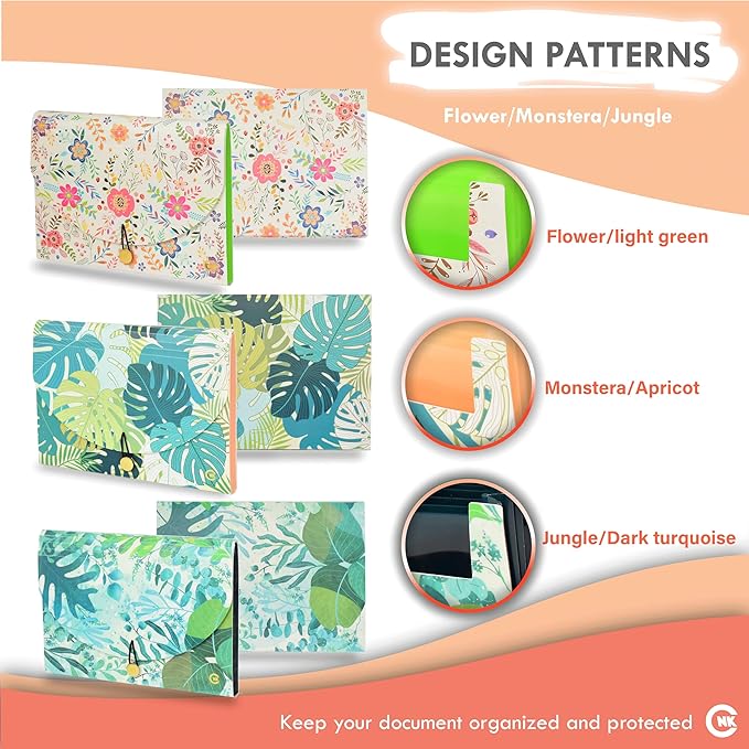 CNK File Folders Organizer with 13 Pockets Accordion Expanding Folder Documents Receipt Document Paper Pocket Filing Accordian Important expandable holder files alphabetical Labels Letter