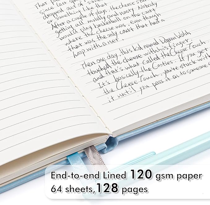 feela 18 Pack Journal Notebook for Work, Business Notebook Bulk Hardcover Lined Writing Journal with Pen Holder for Men Women Note Taking, with 18 Black Pens, 120 GSM, 5.1”x8.3”, A5, Light Blue