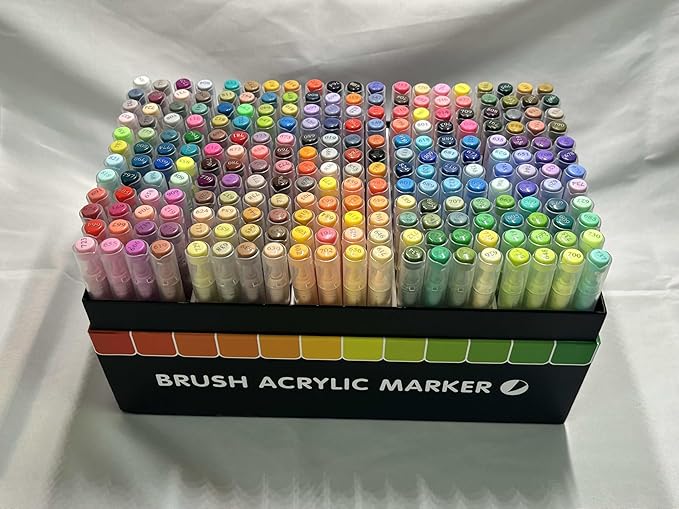 240 Colors Acrylic Paint Markers Set, Soft Brush Tip Pens for Rock, Wood, Canvas, Glass, Ceramic, Fabric, DIY Craft Projects – Waterproof, Quick-Dry, Vibrant Ink for Artists & Beginners