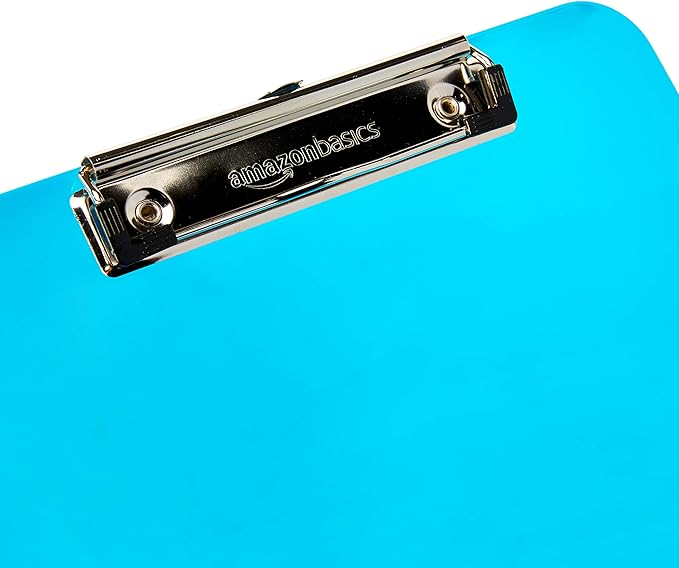 Amazon Basics Colorful, Sturdy, Lightweight Plastic Clipboards, Pack of 6, Letter Size, Assorted Colors