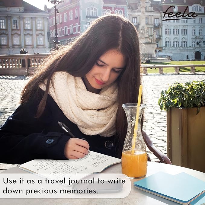 feela 16 Pack Soft Cover Journal Bulk, Lined Notebooks College Ruled for Work for Women Girl Writing, Blank Travel Journal Note Taking Notebook School Business Supplies, 8.2” x 5.5”, A5, Light Blue