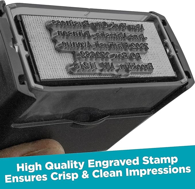 Custom Self Inking Rubber Stamp - Up to 8 Lines of Text - Choose from 15 Ink Colors - XX-Large Size