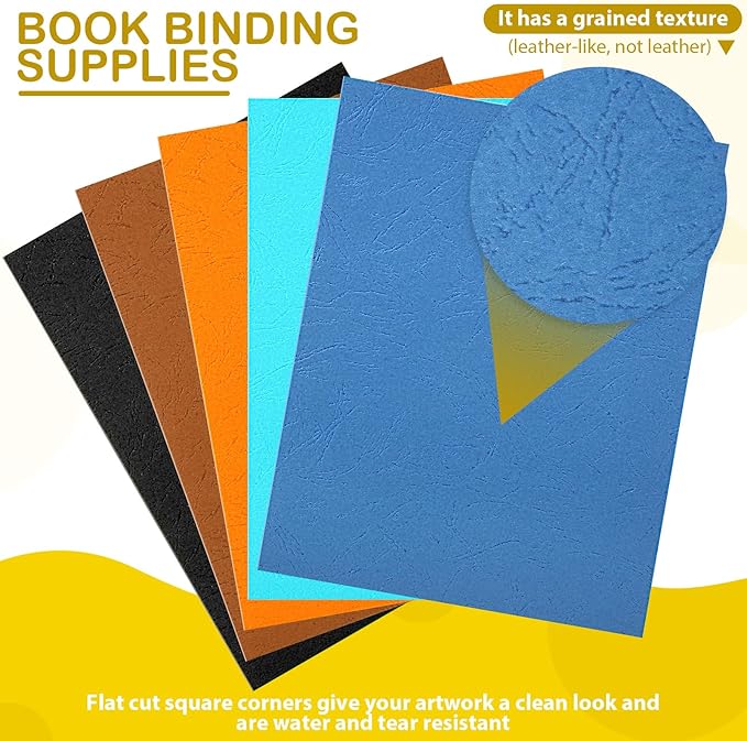 160 Pack Binding Covers and Combs kit 8.5x11 Inches Include 60 Pcs 12 mil Leather Texture Binding Cover 60 Pcs 8 mil Clear PET Presentation Covers 40 Pcs Binding Combs Letter Size(Vivid Color)