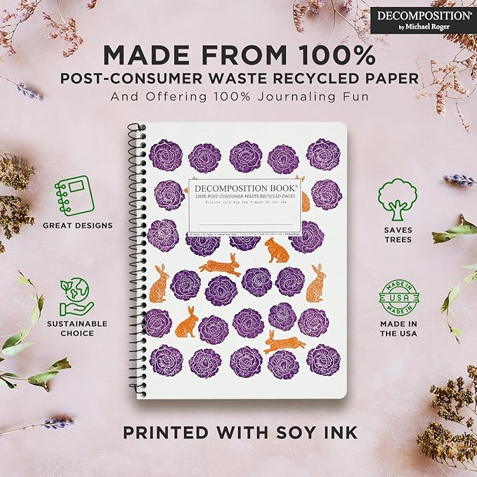 Decomposition Cabbage Patch College Ruled Spiral Notebooks – 9.75 x 7.5 Journal with 160 Lined Pages – Notebooks for School Supplies, Home & Office – 100% Recycled Paper – Made in USA