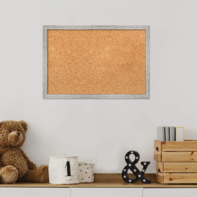 Amanti Art Natural Cork Board for Wall, 13x19 Vision Board with White Frame, Small Corkboard Office Decor for Home Organization, Cottage Corkboard Pinboard to Display Items for Home Organization in