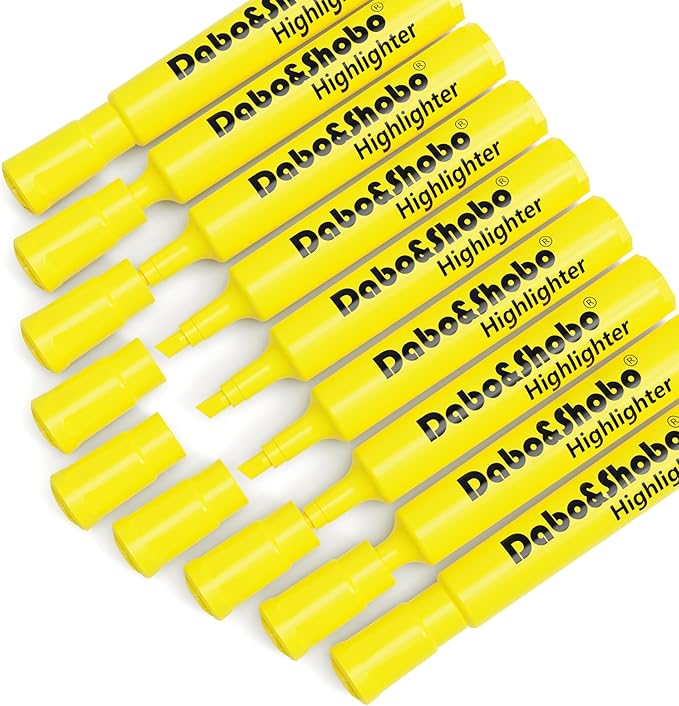 Dabo&Shobo Highlighters 108 Pack, Tank Style Yellow Highlighters, Chisel Tip Highlighter Markers for Coloring