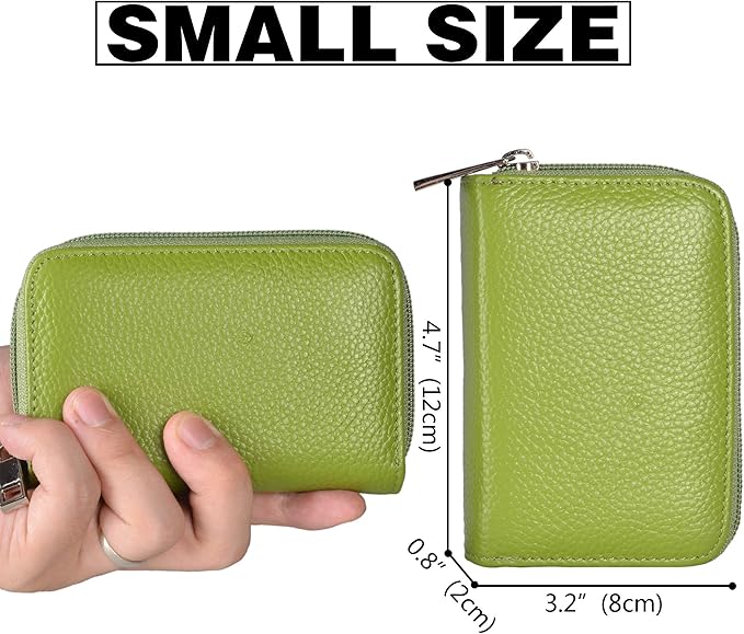 Easyoulife Genuine Leather Credit Card Holder Zipper Wallet With 26 Card Slots