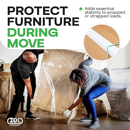 IDL Packaging Cardboard Edge Protector 2" X 2" X 24", Pack of 100 – V-Board Reinforced Cardboard Corners for Shipping – White Kraft Corner Protectors for Pallets