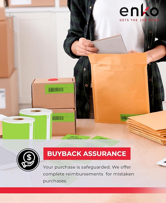 enKo [6 Rolls, 1800 Direct Thermal Labels] Green Colored Compatible for Dymo 30256 Label (2-5/16 x 4") Use with Dymo, Rollo Thermal Printer as Shipping & Mailing Labels