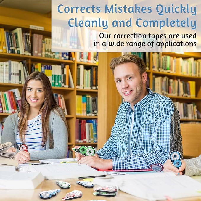 54 Pack Correction Tape Bulk White Correctional Fluid Tape Easy to Use Applicator Corrector Correct Wrong Writing Eraser for Office Education Supplies, 20 Feet