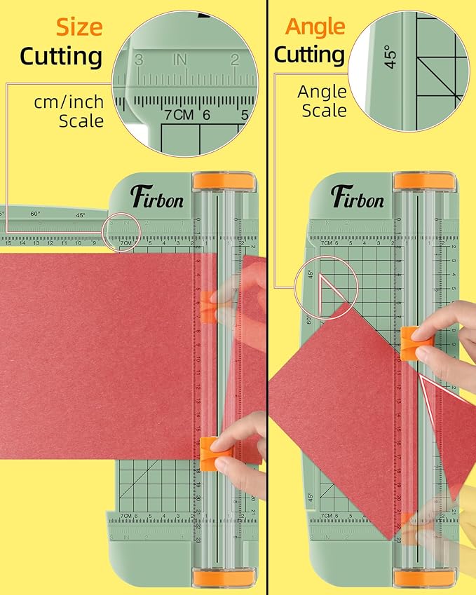 Firbon Morandi A5 Paper Cutter, Straight Small Paper Trimmer with Side Ruler for Scrapbooking Craft, Paper, Coupon, Label, Cardstock