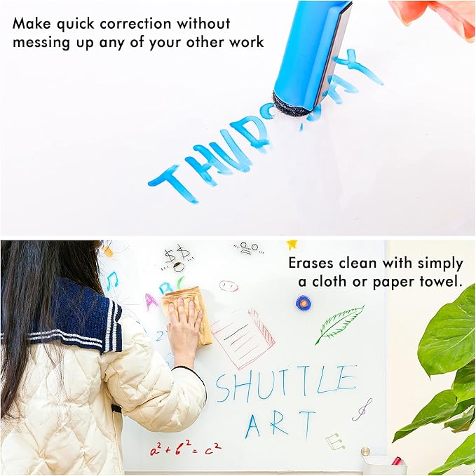 Dry Erase Markers, Shuttle Art 60 Bulk Pack 15 Colors Magnetic Whiteboard Markers with Erase, Fine Point Dry Erase Markers Perfect for Writing on Whiteboards, Glass, Mirror for School Office Home