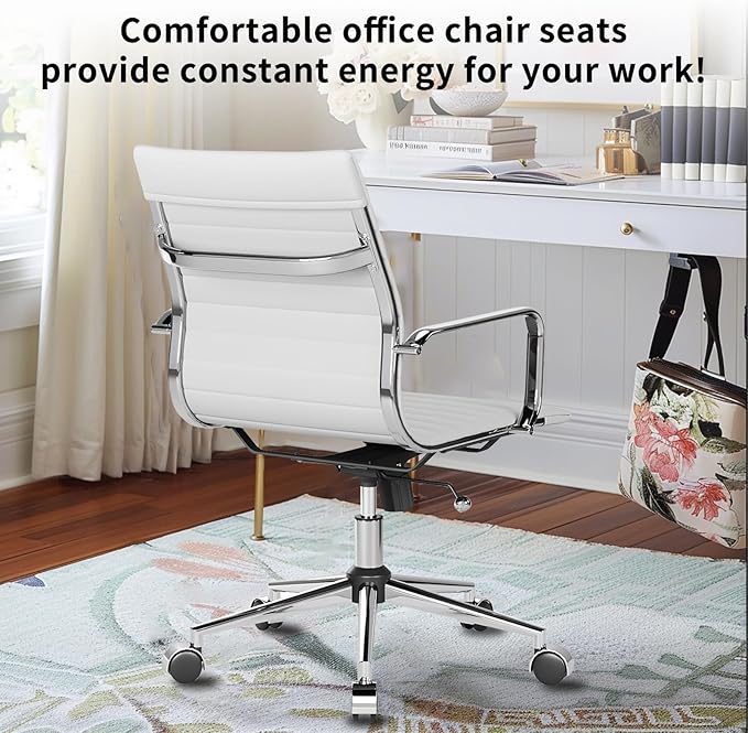 Chair, Desk Computer Chair ，with Armrests ，Ergonomic Office Chair for Home and Office, 17.32 x 22.83 x 35.43 inches, Multiple Colors (White)