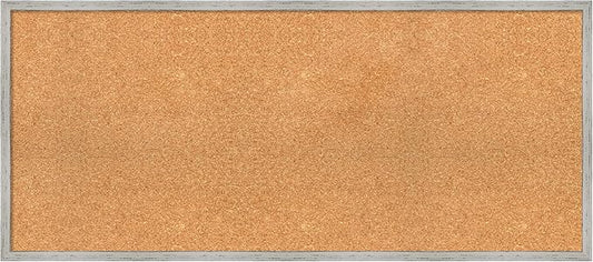 Amanti Art Natural Cork Board for Wall, 19x43 Vision Board with White Frame, Oversize Corkboard Office Decor for Home Organization, Cottage Corkboard Pinboard to Display Items for Home Organization