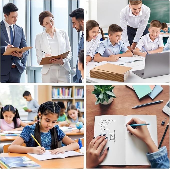 30 Pack A5 Unline Kraft Notebooks, 8.3x5.5inch Blank Journal Notebook Bulk for Drawing & Writing, Small Blank Paper Sketchbook Travel Journal Set for Adult, Paint Beginner and Student, 60 Pages