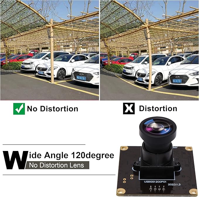 ELP High Speed Wide Angle Global Shutter USB Camera Module for Computer 1080P Mini UVC USB2.0 Webcam Board with 120degree No Distortion Lens AR0234 High Frame 90fps Web PC Camera Board for Laptop