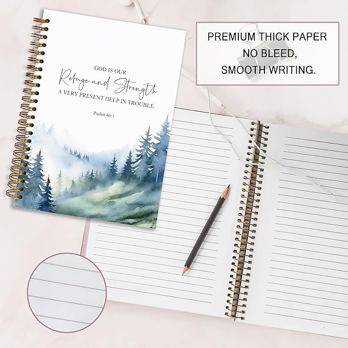 Bible Notebook, A5 Spiral Christian Journal with Floral Pink Butterfly Notebook, Bible Verse-God Says You Are, Inspirational Notebooks for Women, Bible Study, Gift for Birthday Christmas