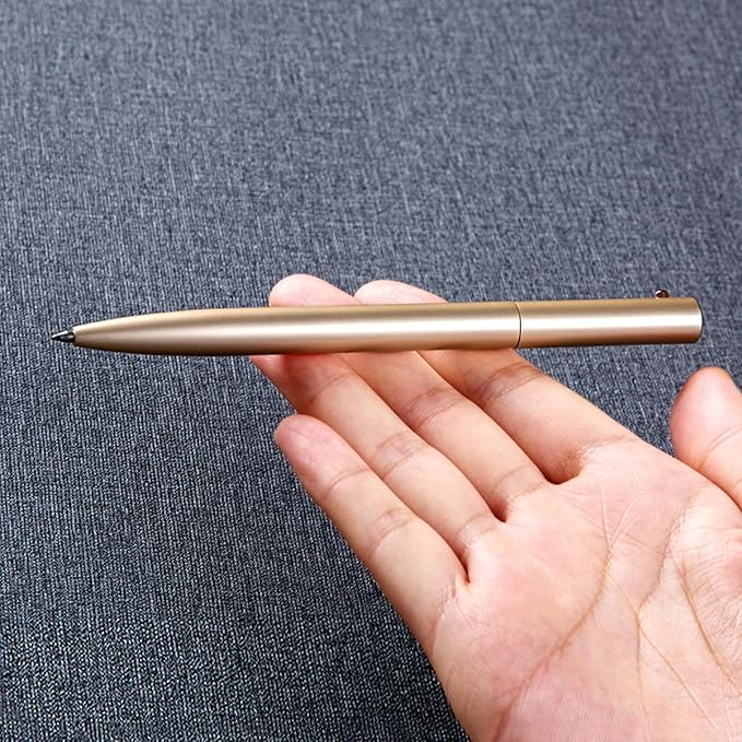 DUNBONG Retractable Metal Gel Pen, 0.5mm Medium Point Ballpoint Pens, Black Gel Ink (Red)