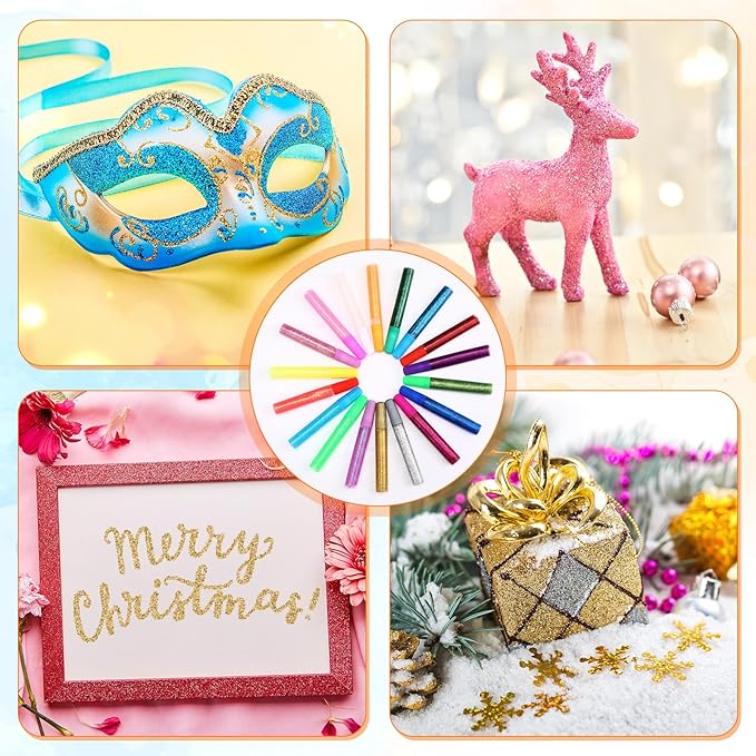 72 Pcs Glitter Glue Pens Bulk 18 Colors Crafts Pens Stick Glitter Glue for Crafts School Gifts Supplies for DIY Arts, Projects Scrapbooking, Cards(10 ml)