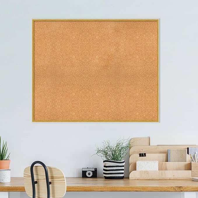Amanti Art Natural Cork Board for Wall, 35x43 Vision Board with White Frame, Oversize Corkboard Office Decor for Home Organization, Modern Corkboard Pinboard to Display Items for Home Organization in
