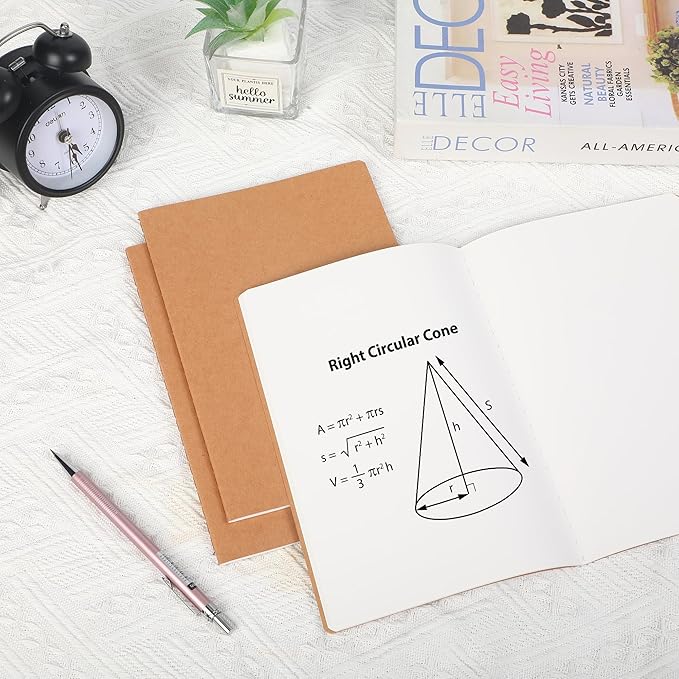 4 Pack Blank Kraft Notebooks, 8.3x5.5 Inches A5 Small Journals Bulk Blank Notebooks 80 Gsm Unlined with 60 Pages A5 Subject Notebooks Traveler Journal Set for Adult Students Back to School Supplies