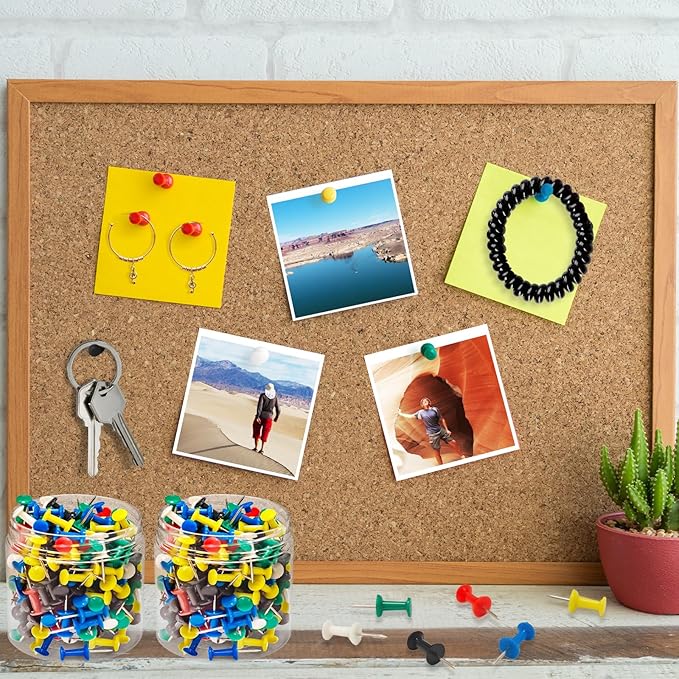 2400 Pcs Multicolor Push Pins Standard Thumb Tacks with Steel Point and Plastic Head PushPins thumbtacks for Wall, Cork Board, and Bulletin Board