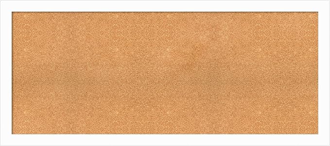 Amanti Art Natural Cork Board for Wall, 25x57 Vision Board with White Frame, Oversize Corkboard Office Decor for Home Organization, Casual Corkboard Pinboard to Display Items for Home Organization in