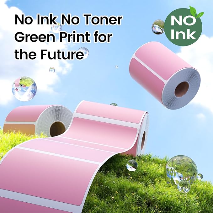 2.25x1.25 Inch Thermal Labels Pink, Holographic Sliver Barcode Thermal Labels for Thermal Printer and Small Business, Multi-Purpose Rectangle Stickers, 500 Sheets/Roll