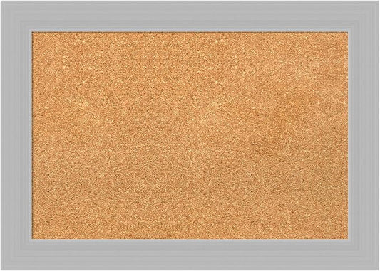 Amanti Art Natural Cork Board for Wall, 20x28 Vision Board with Silver Wood Frame, Medium Corkboard Office Decor for Home Organization, Modern Corkboard Pinboard to Display Items for Home