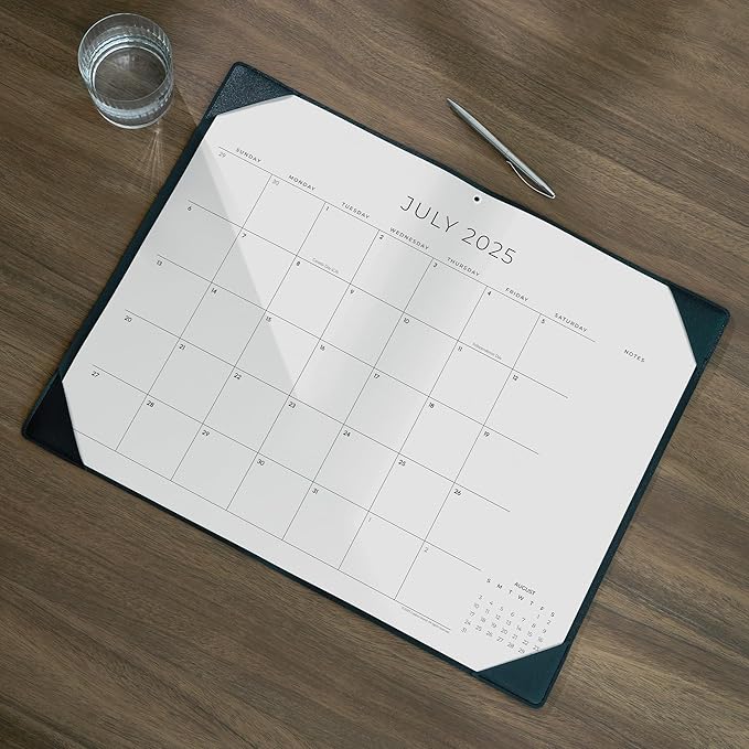 Cabbrix Simplified Desk Calendar 2025-2026 with Desktop Mat, Desk Pad Calendar Large 21" x 16-1/2" Covering July 2025 to June 2026, Monthly Desktop Calendar for Home School and Office (Black)