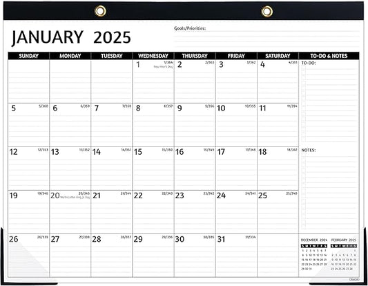2025-2026 Desk Calendar – Jan 2025 – Jun 2026, 18 Monthly Calendar 2025-2026, Large Desk Calendar, 22'' x 17'', 2025 Desk/Wall Calendar with Desk Pad, To-do Lists, Ruled Blocks, Corner Protectors