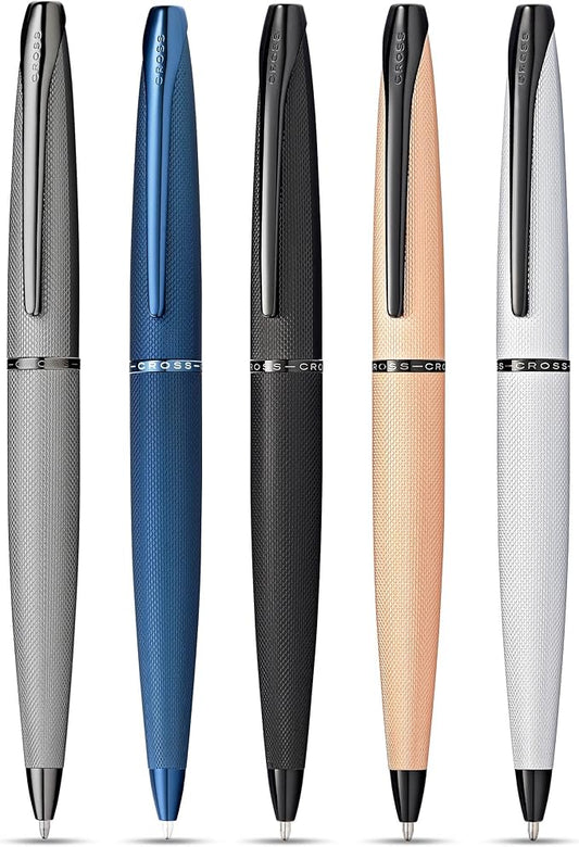 Cross ATX Refillable Ballpoint Pen Presented in a Luxury Gift Box - Medium Point, Black Ink, Sandblasted Dark Blue