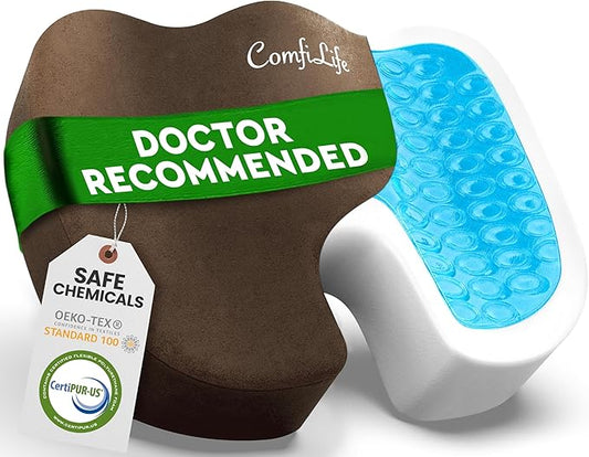 ComfiLife Premium Gel & Memory Foam Seat Cushion – Doctor Recommended Office Chair Cushion, Car Seat Cushion – Chair Cushions for Back & Sciatica Pain Relief – Seat Cushions for Office & Desk (Brown)