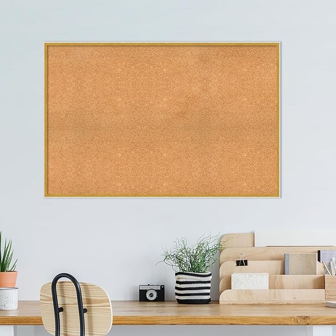 Amanti Art Natural Cork Board for Wall, 31x47 Vision Board with White Frame, Oversize Corkboard Office Decor for Home Organization, Modern Corkboard Pinboard to Display Items for Home Organization in