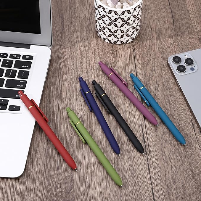 Ddaowanx Colorful Gel Pens, 0.5mm Fine Point Retractable,Multi Colored Pens for Journaling and Sketching,School Supplies,Stuffers for Teens, Gifts for Women (6Pcs-Vintage Colors)